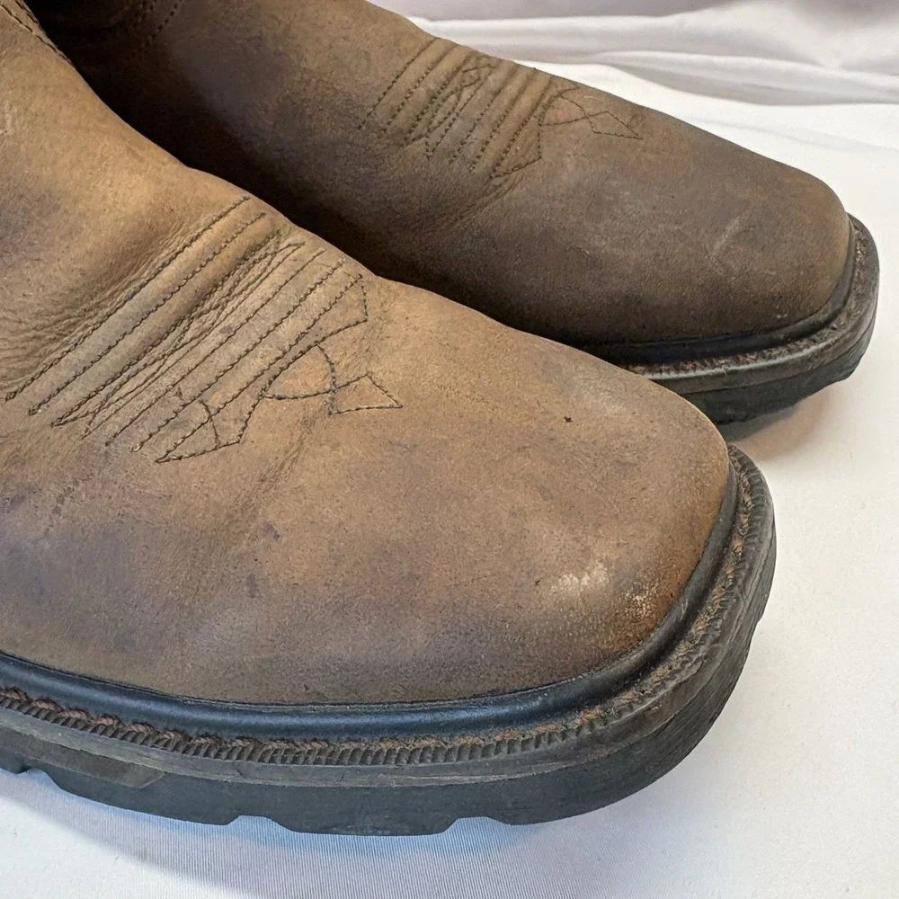 Ariat Boots Mens Size 11 D Groundbreaker Steel Toe Work Brown Leather Pull On